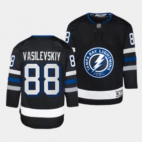 Tampa Bay Lightning #88 Andrei Vasilevskiy 2023-24 Alternate Premier Player Black Youth Jersey