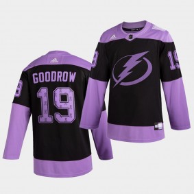 Tampa Bay Lightning Barclay Goodrow 2021 Hockey Fights Cancer Jersey Black Purple Ribbons