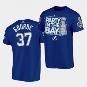 Yanni Gourde Tampa Bay Lightning 2020 Stanley Cup Champions Parade Celebration Tee Blue