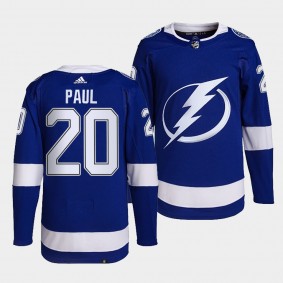 Tampa Bay Lightning 2022 Home Nick Paul #20 Blue Jersey Primegreen Authentic Pro
