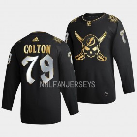 Ross Colton Tampa Bay Lightning Gasparilla inspired #79 Black Golden Edition Jersey